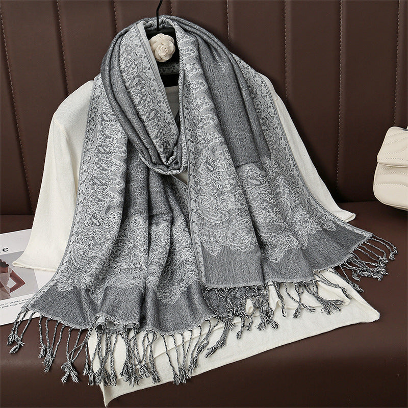 Womens AutumnWinter Faux Cashmere Shawl Cozy Wrap Scarf For Warmth