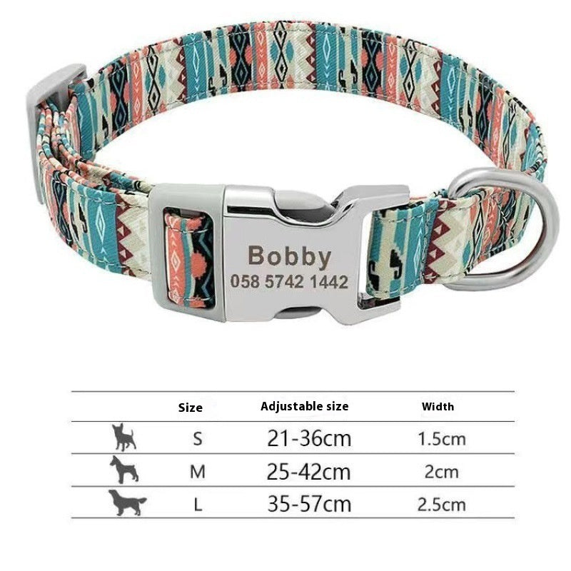 Dog Tag Anti-lost Adjustable Semi-metal Release Buckle Medium And Large