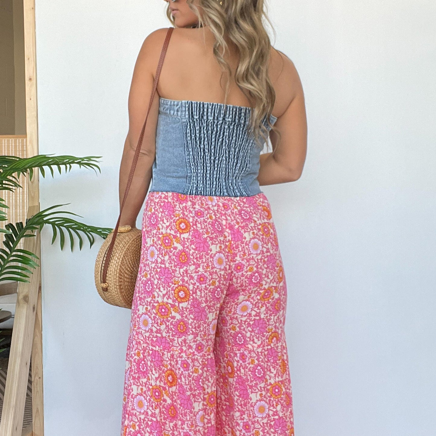 Women's Tube Top Button Denim Vest