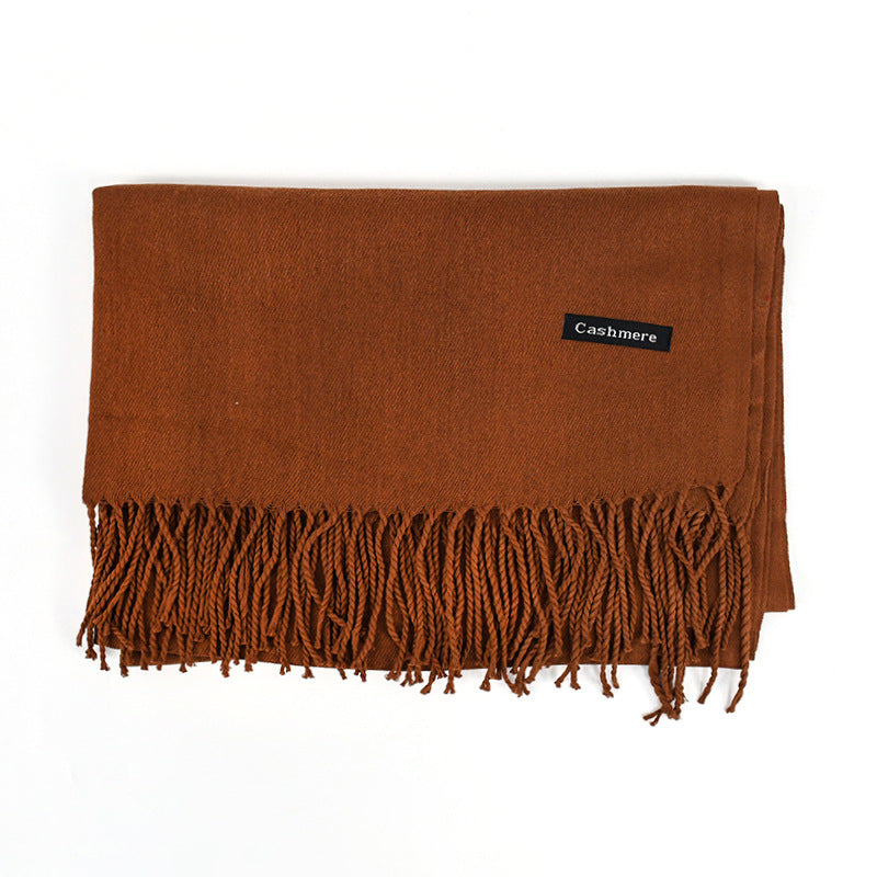 Women's Solid Color Scarf Tassel Scarf