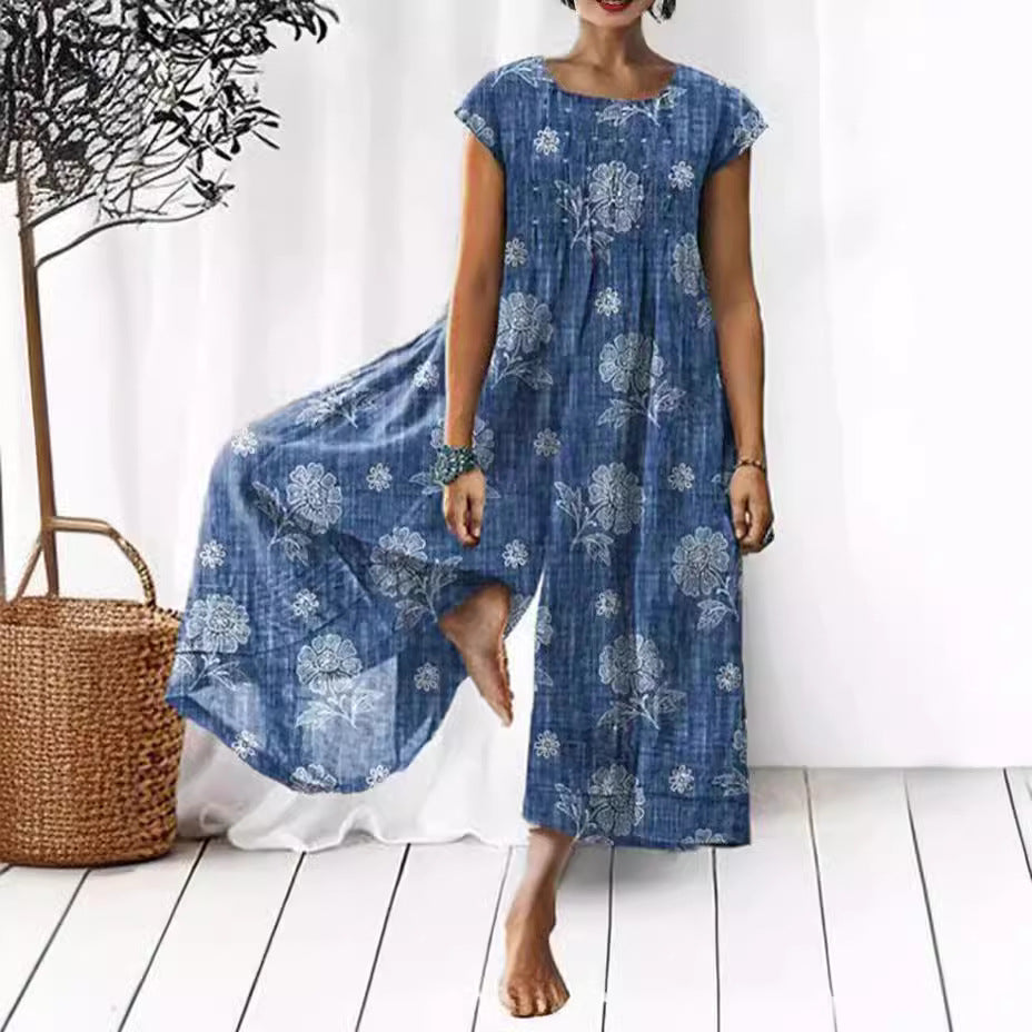 Printed Loose Women's Wear Jumpsuit