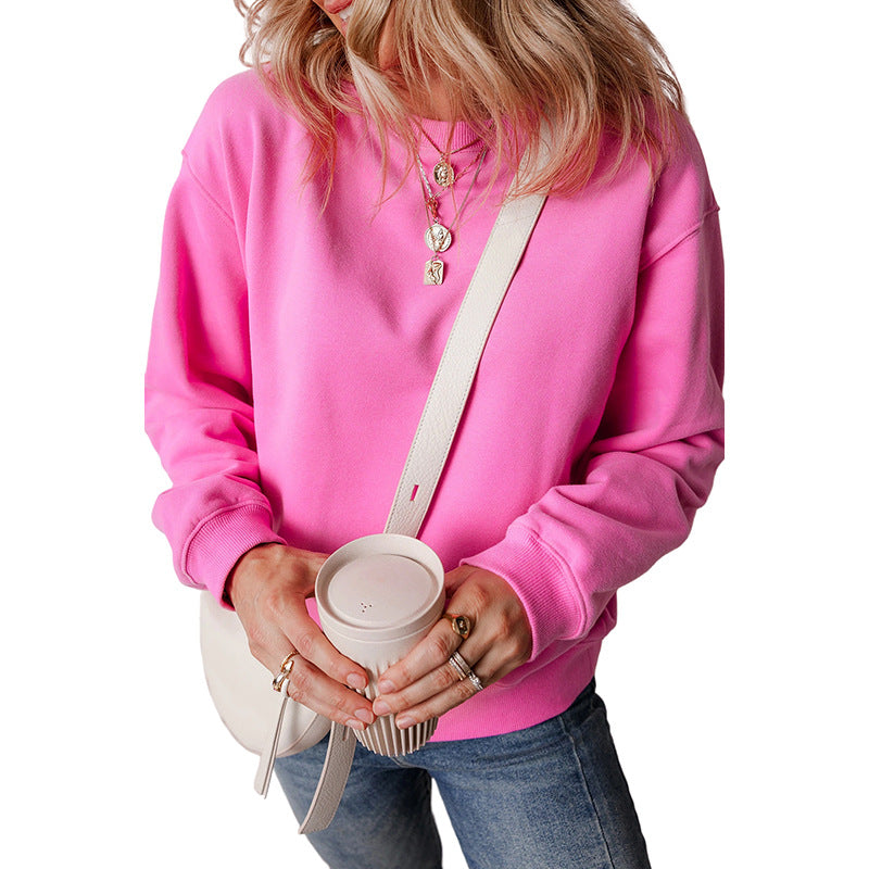 New Pure Color Minimal Versatile Pullover Sweater For Women