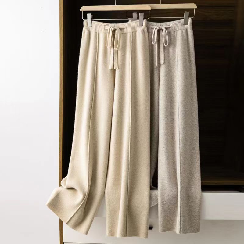 Women's Wool High Waisted Casual Wide Leg Pants
