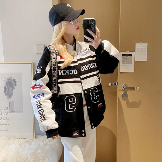 Women's Motorcycle Jacket Loose Baseball Uniform