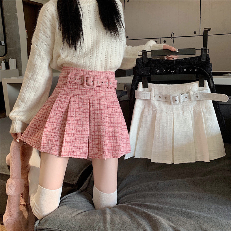 Women's Fashion Tweed Pleated Half-body Skirt