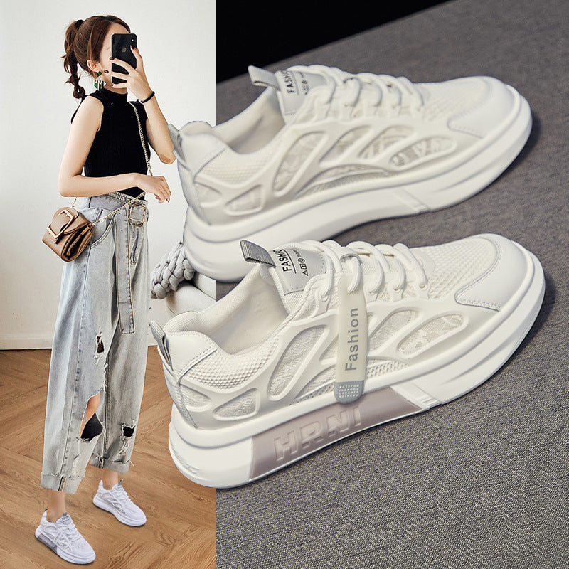 Womens Versatile Breathable Hollowed-Out Single-Mesh Athletic Sneakers