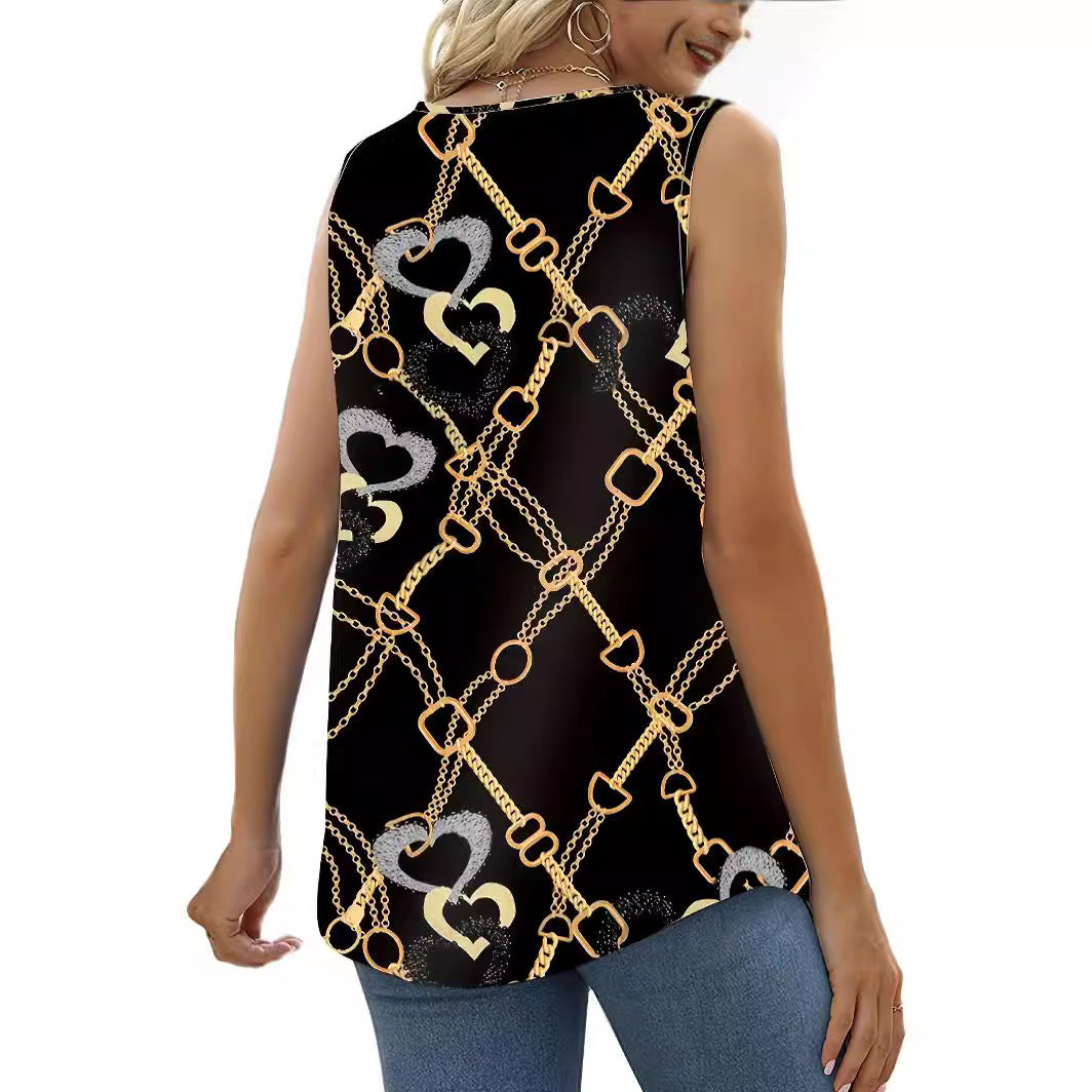 Womens Ruched Square-Neck Sleeveless Tuxedo Vest T-Shirt