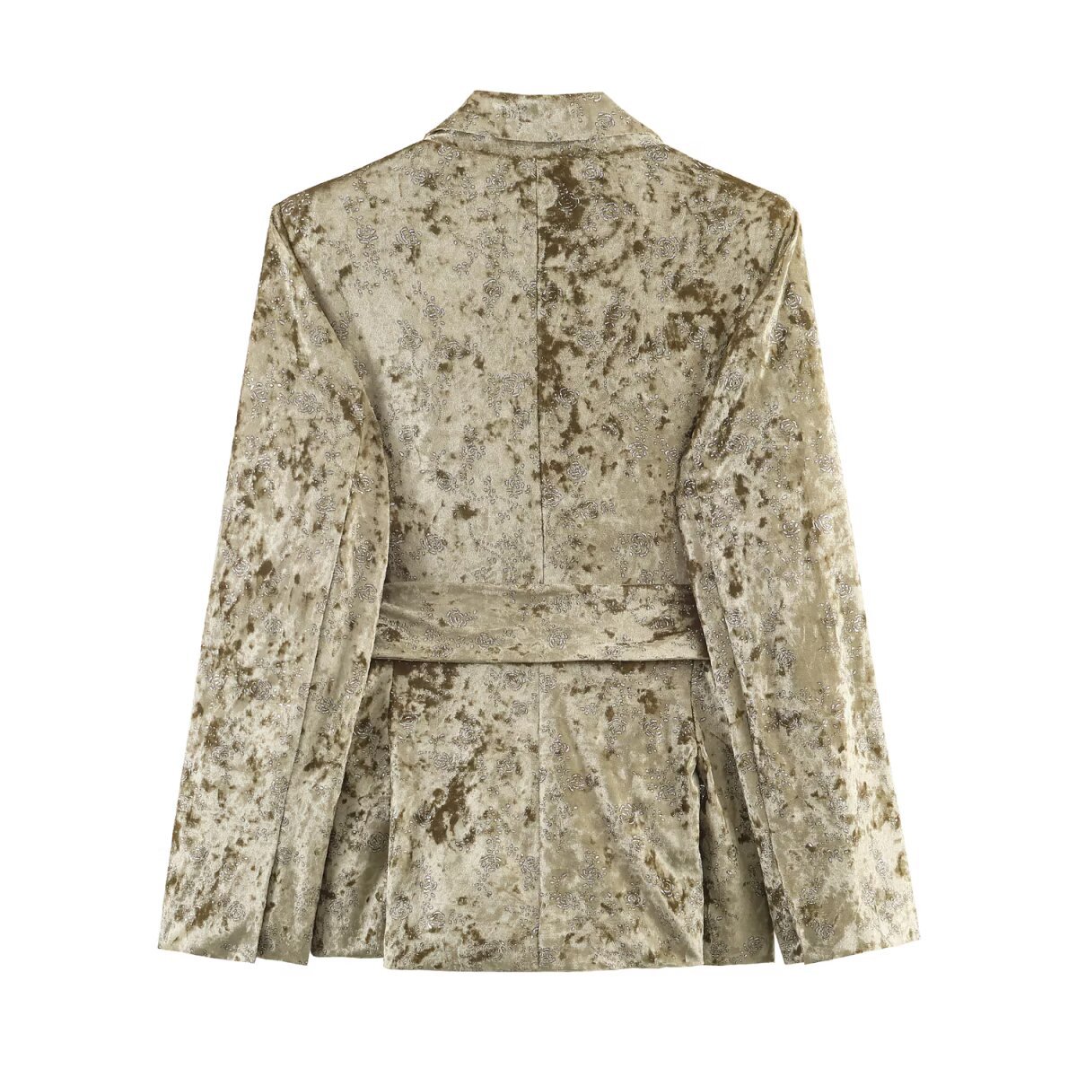 Womens Metallic-thread Waistband Blazer And Pants Set