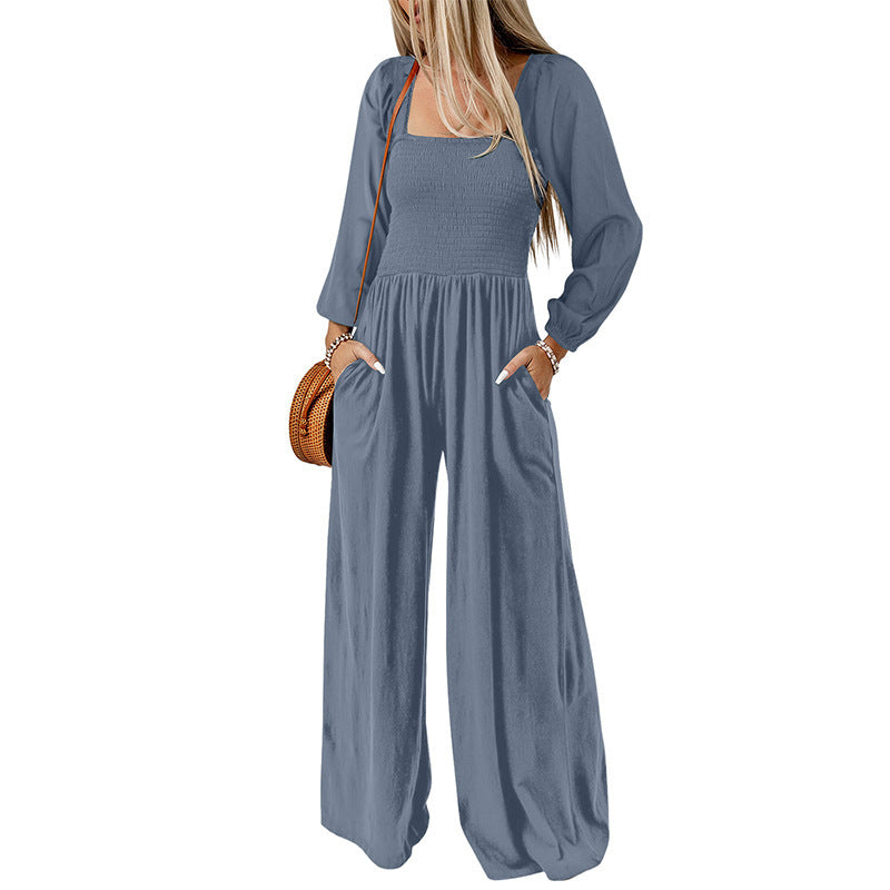 New Solid Color Wide Leg Trousers Women's European And American Thin Simple