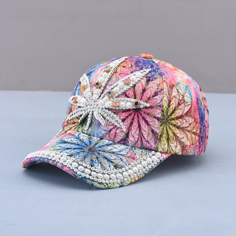 Outdoor Colorful Handmade Pearl Baseball Hat