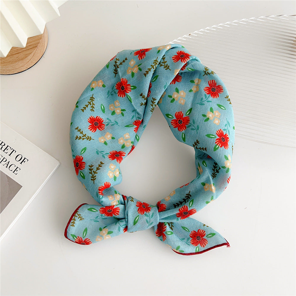 Women's Cotton And Linen Small Square Towel Silk Scarf Artistic All-match Fashion