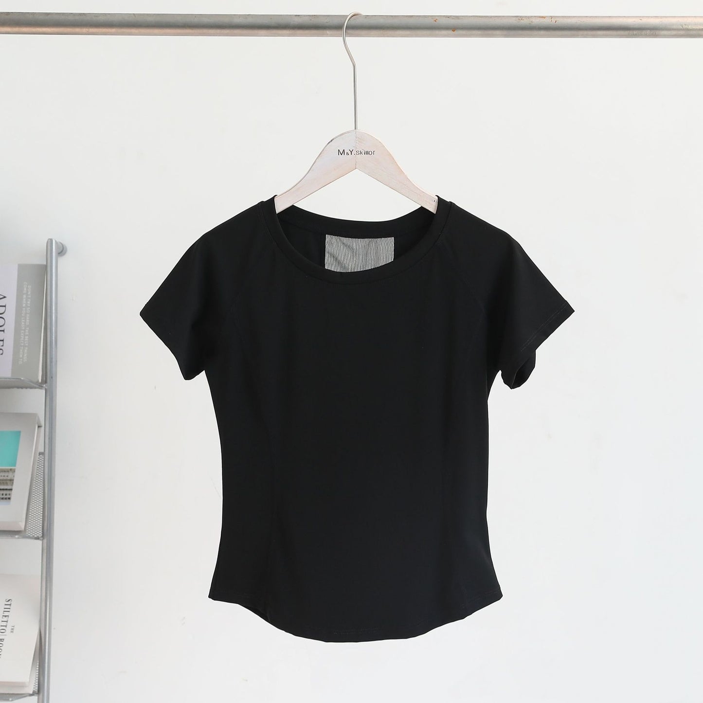 Nude Feel Mesh Stitching Yoga Short-sleeved Sports T-shirt