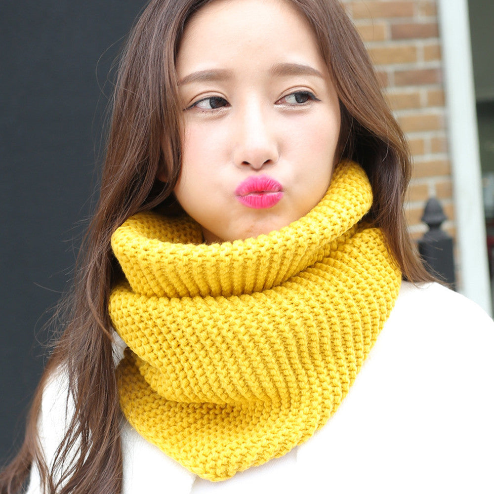 Wool Knitted Scarf Warm And Thick Solid Color