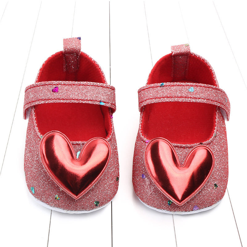 Autumn New Girls Baby Toddler Shoes Sequined Love Princess Shoes