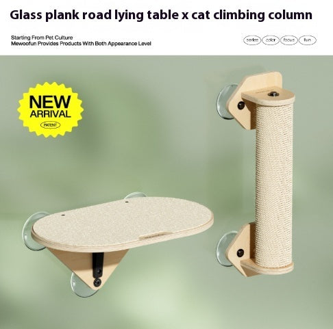 Meow Hu Wang Is Also Cat Scratch Trees Not Covering An Area Of Glass Wall