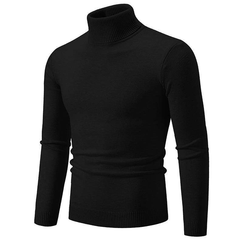European And American-style Casual Solid-color Mens Turtleneck Knit Sweater