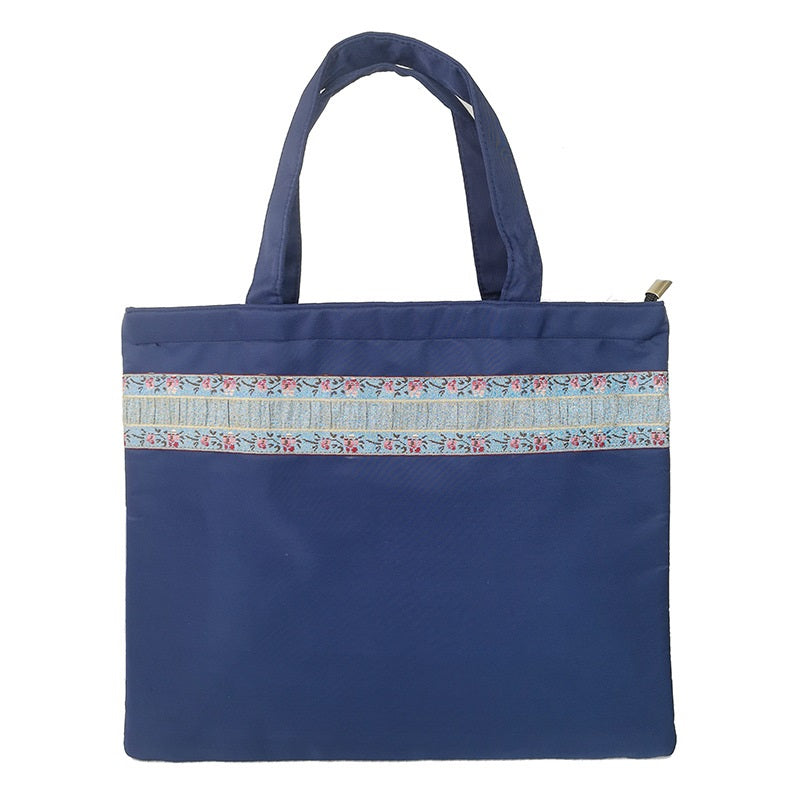 Ethnic Embroidery A4 Document Bag Zipper Data Bag