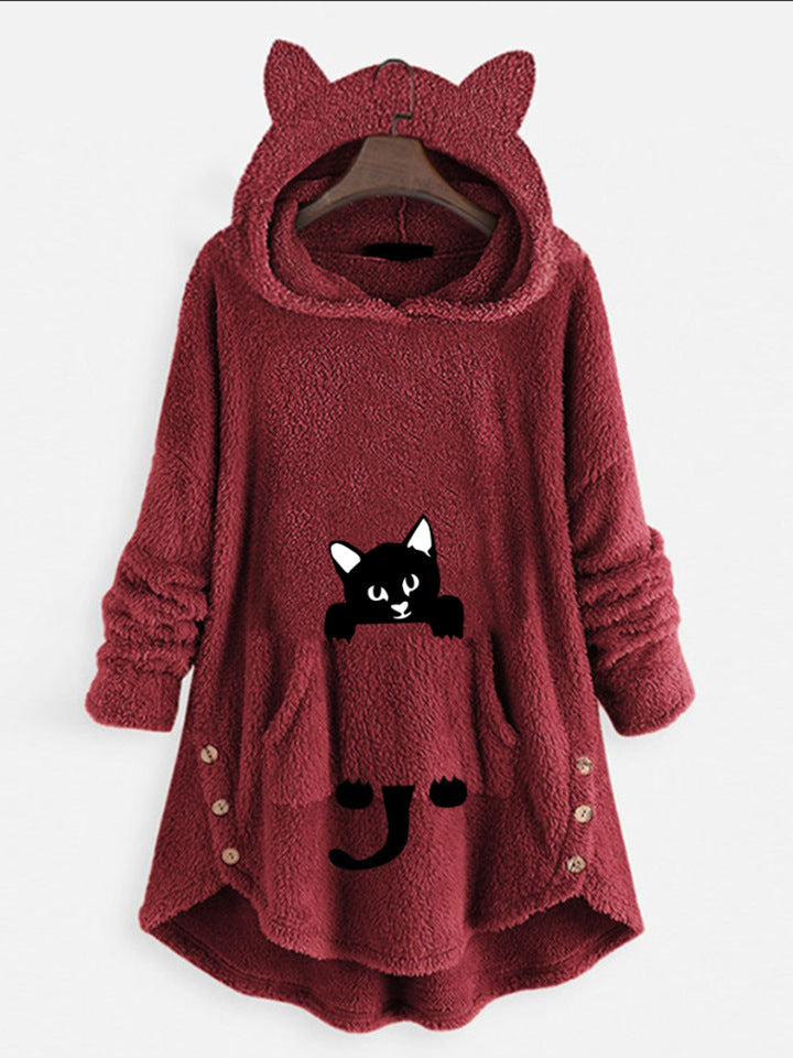Hooded Long-sleeve Double-sided Fleece Women's Plus-size Coat