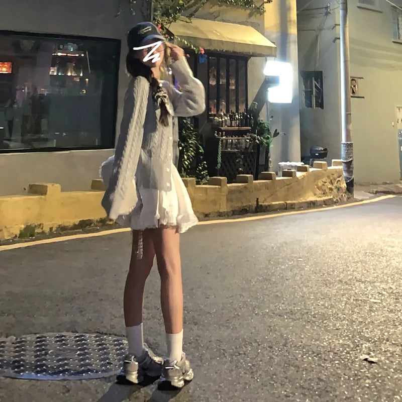 Women's Simple French First Love White Suspender Dress Short Skirt