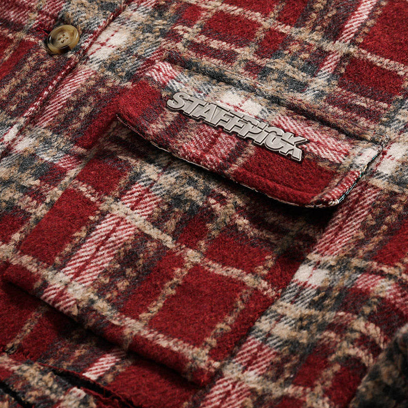 Wool Ruined Washed High Street Check Jacket Shirt
