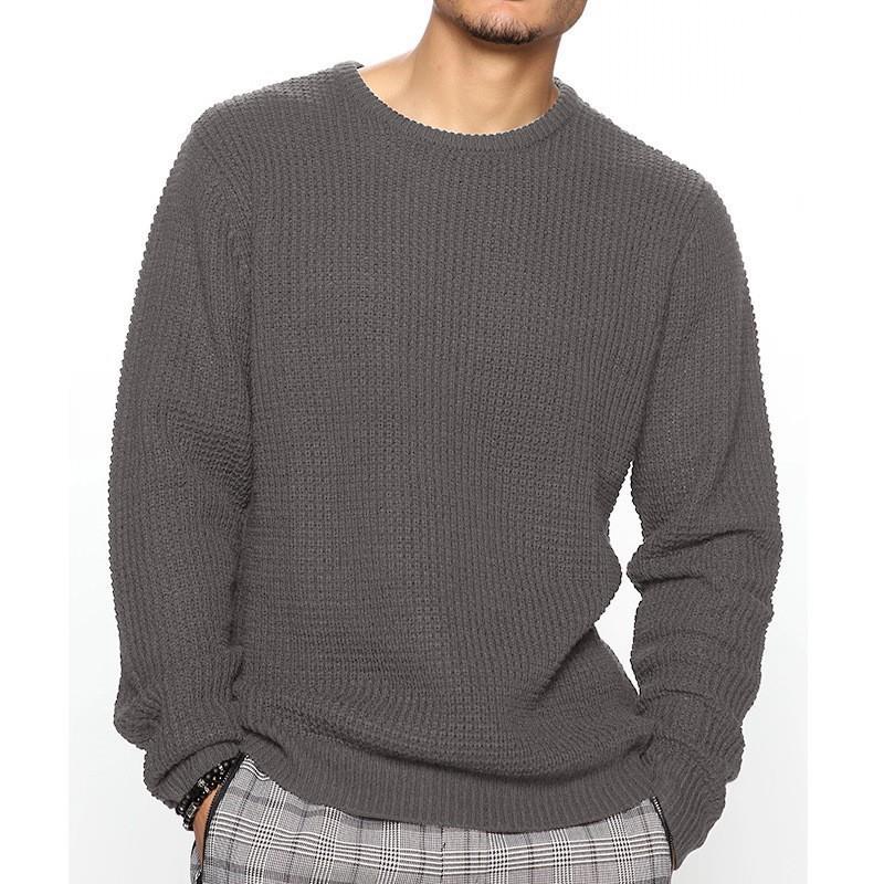 Langærmet sweater til mænd med rund hals, afslappet og løs pasform