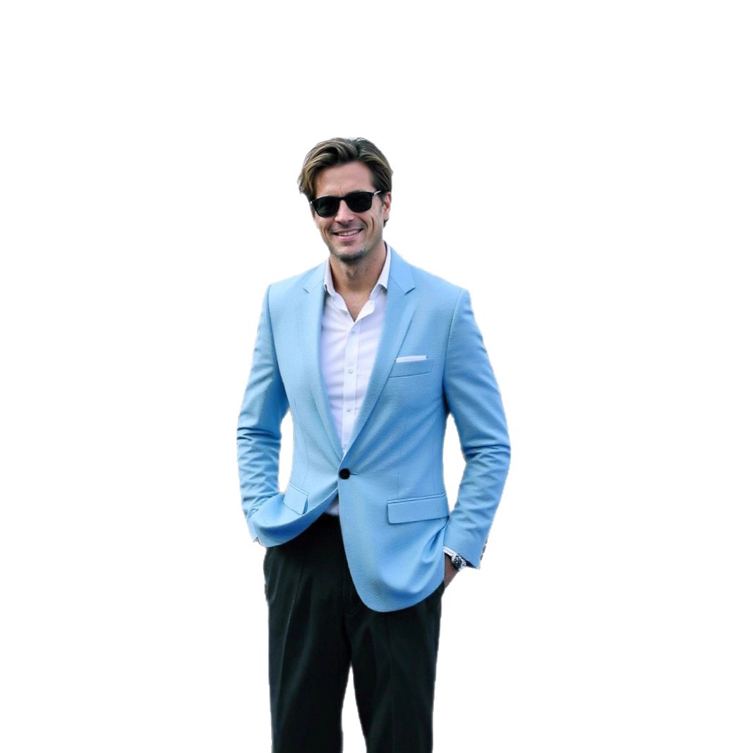 Ensfarvet alsidig blazer med knapper til mænd – casual, slim fit