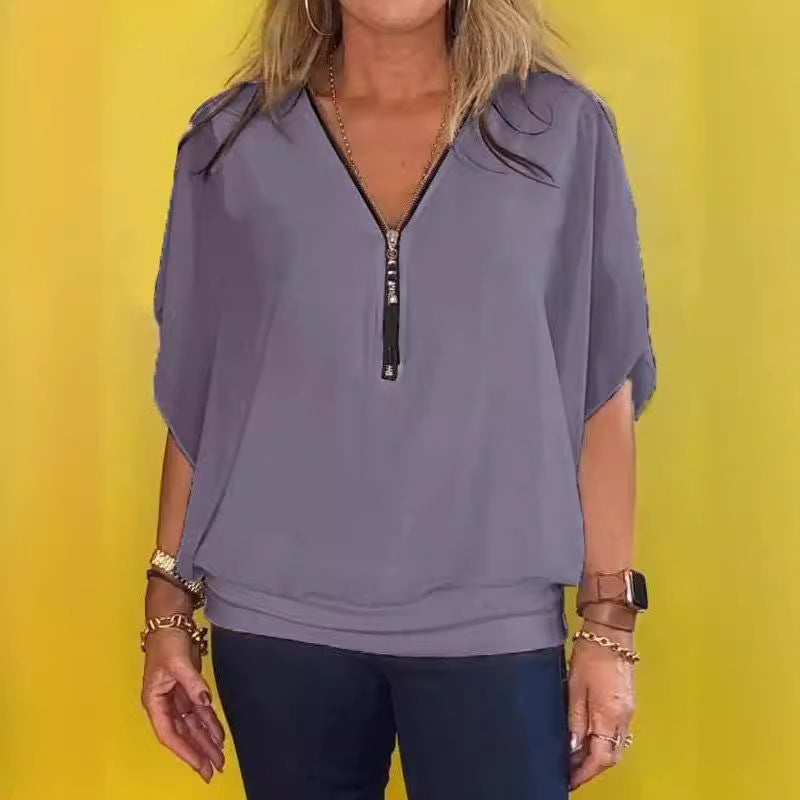 Commute Style Bat Sleeve Loose Casual Top