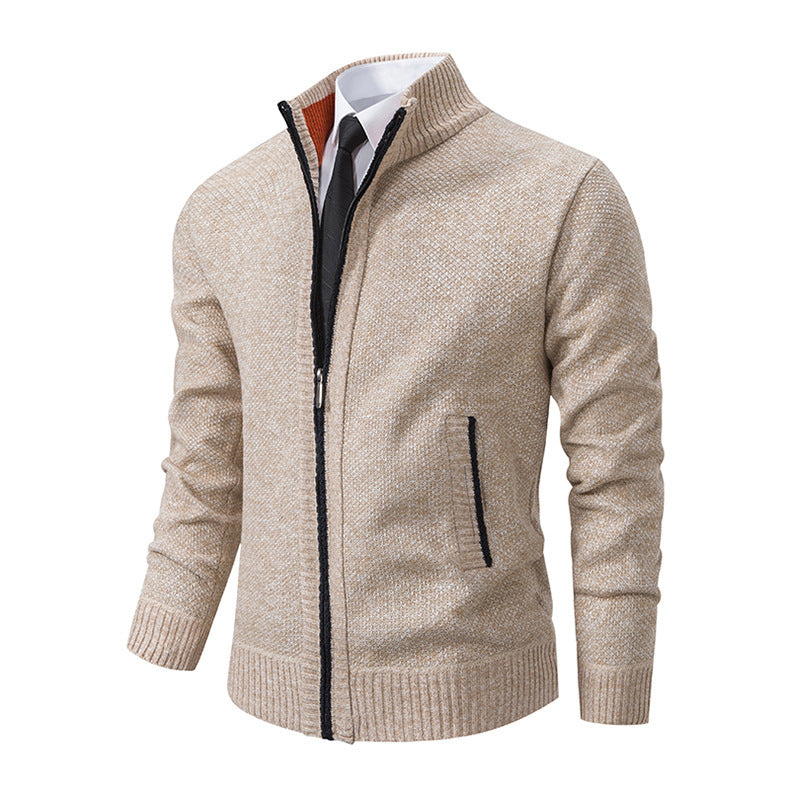 Autumn And Winter Warm Men's Casual Cardigan Stand-up Collar Sweater Coat Fashion