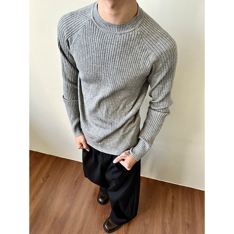 Strikket Løs Sweater med Nedsunkne Striber