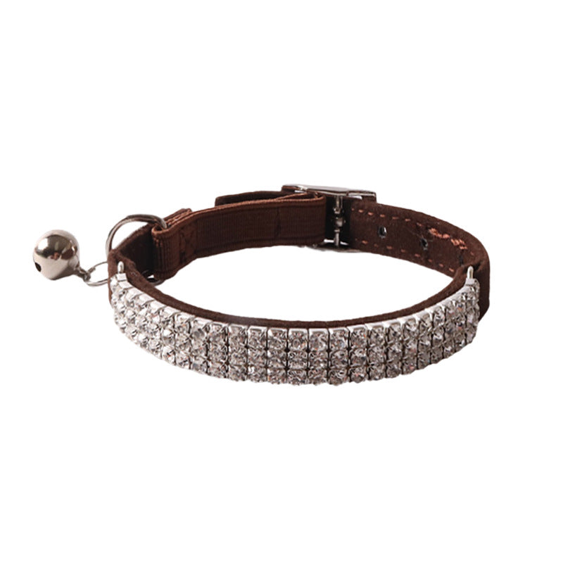 Pet Color Flannel Elastic Buckle Gang Drill Cat Collar