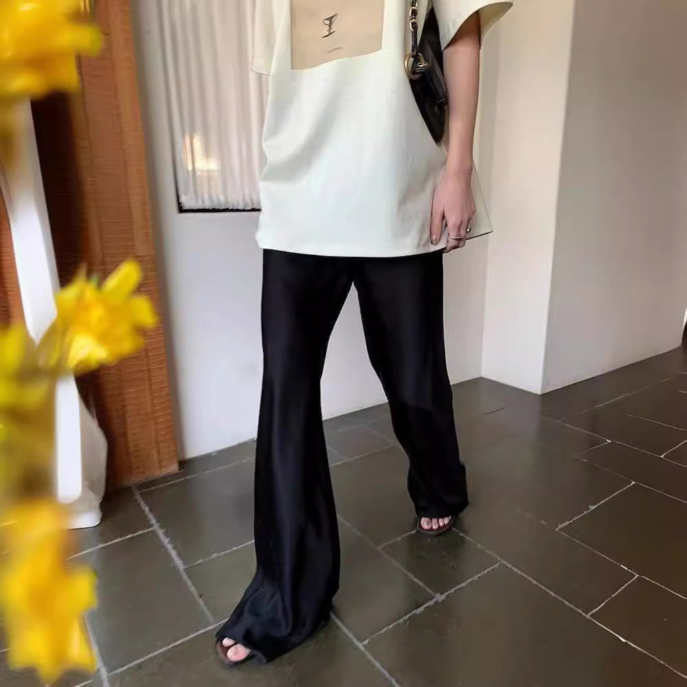 Korean Style Simple Satin Wide-leg Straight Pants
