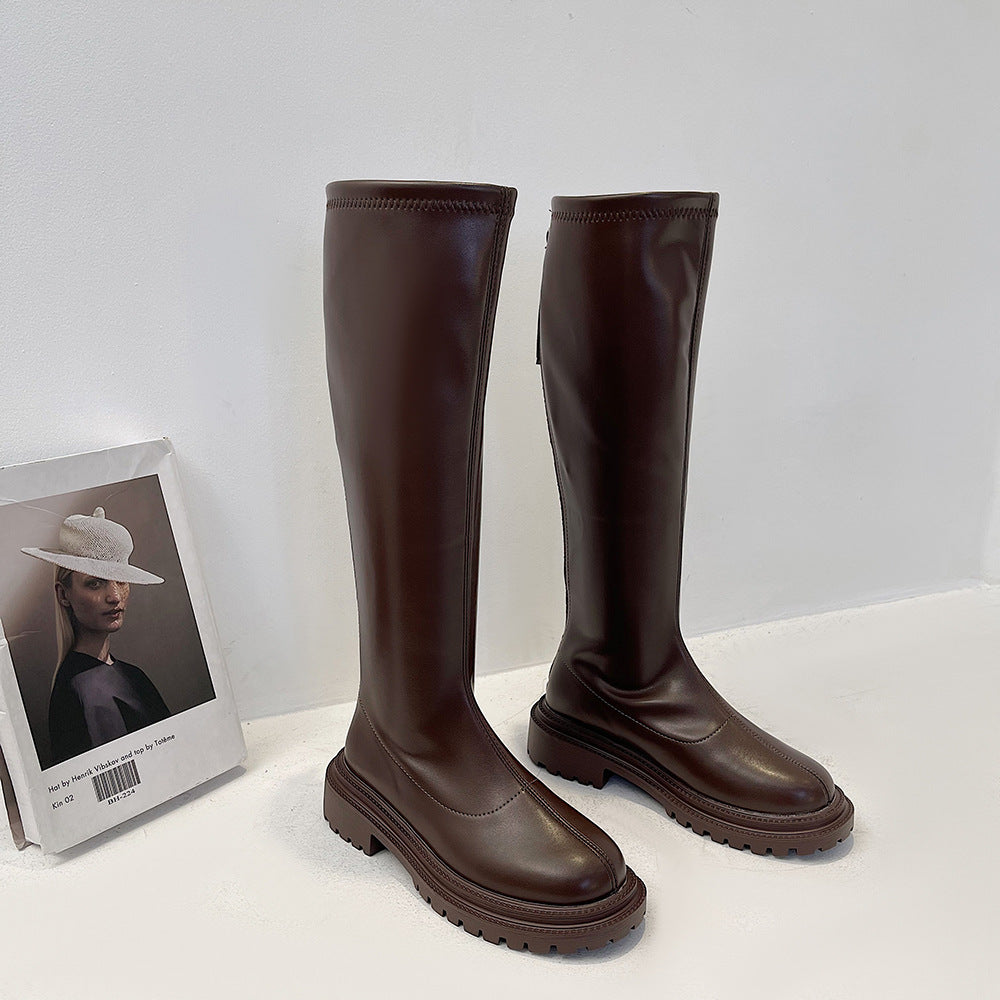 Knight  Long  Women White Boots Mid Heel