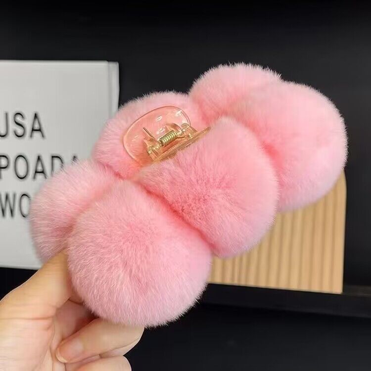 Elegant Rex Rabbit Fur Ball Grip Large Plush