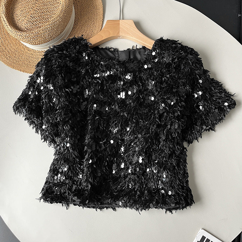 Sequined Top European And American Fashion Shiny T-shirt