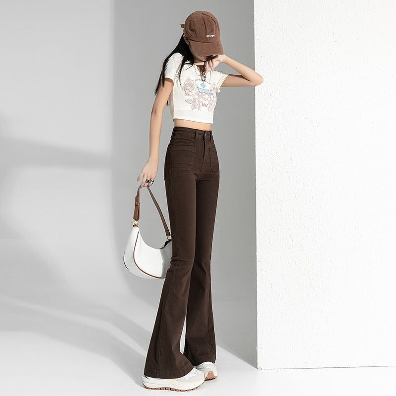 Spring And Autumn Hot Girl Slightly Flared Jeans Women