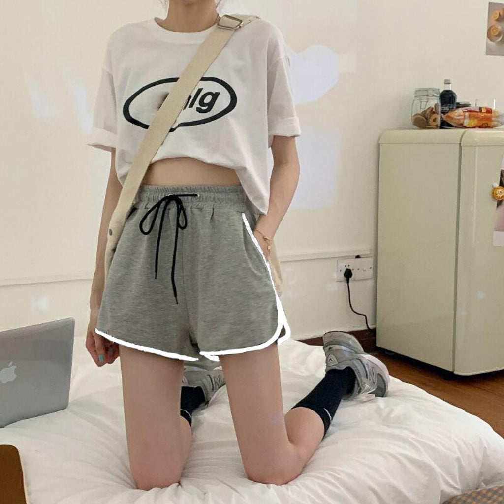 Korean Style High Waist Sports Three-point Shorts Women Loose