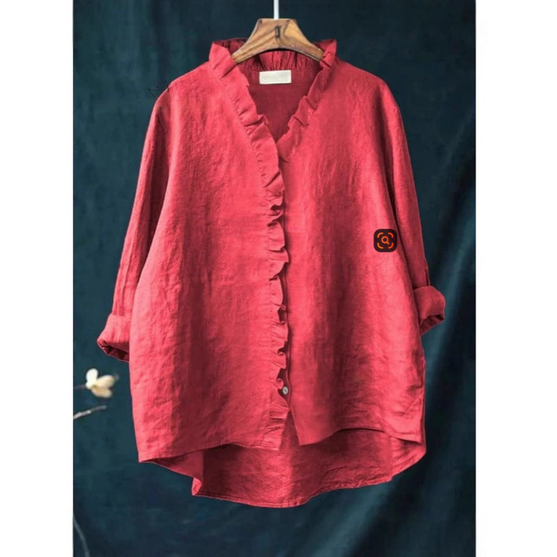 Women's Loose Print Crew Neck Casual Plus Size Shirt