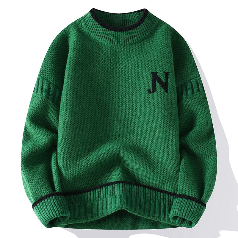Autumn And Winter Youth Sweater Men's Thickened Round Neck Multicolor Base Knitting Cotton Jersey