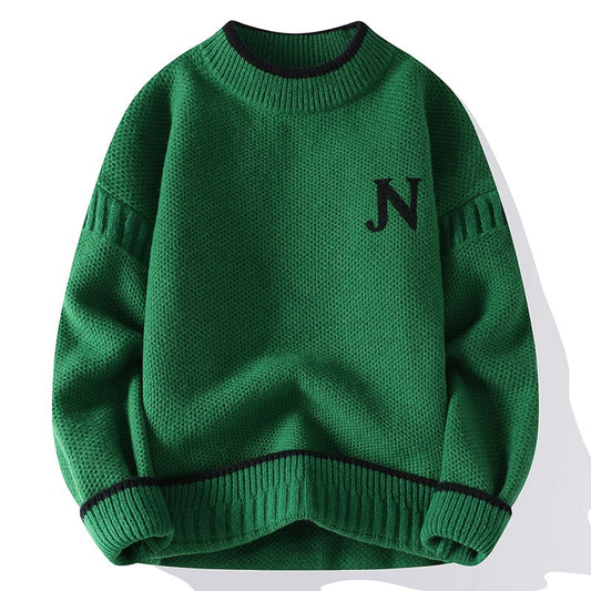 Autumn And Winter Youth Sweater Men's Thickened Round Neck Multicolor Base Knitting Cotton Jersey