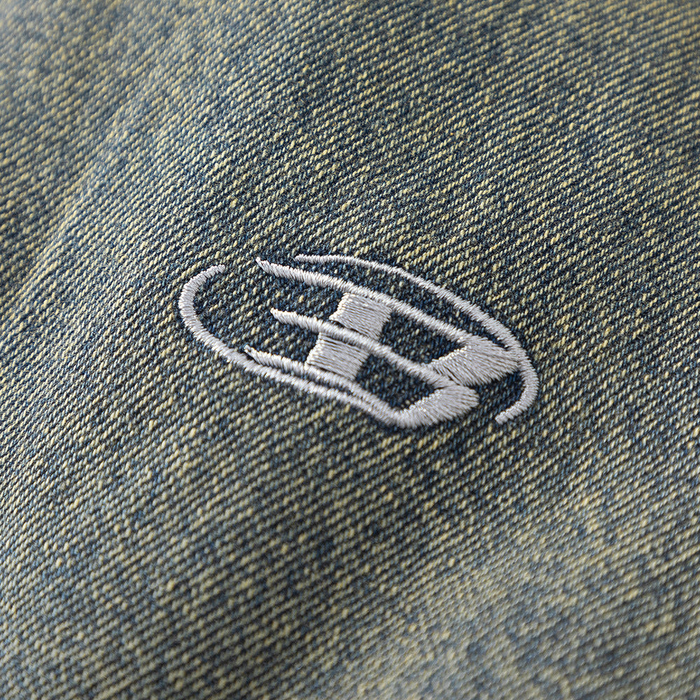 Gradient Wash Thick Quilted Denim Jacket Coat
