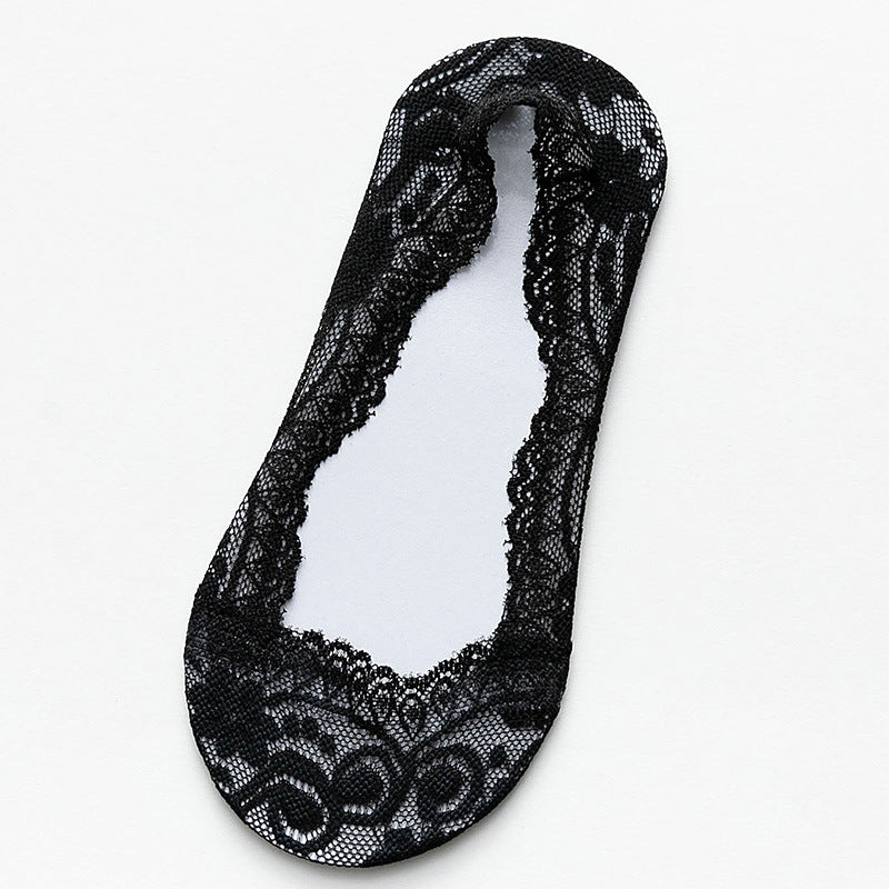 Lace Boat Socks Ladies Silicone Non-slip Shallow Mouth Invisible Socks