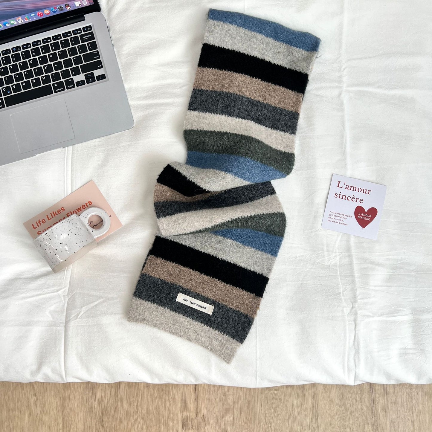 Women's Fashion Color Contrast Striped Retro Scarf