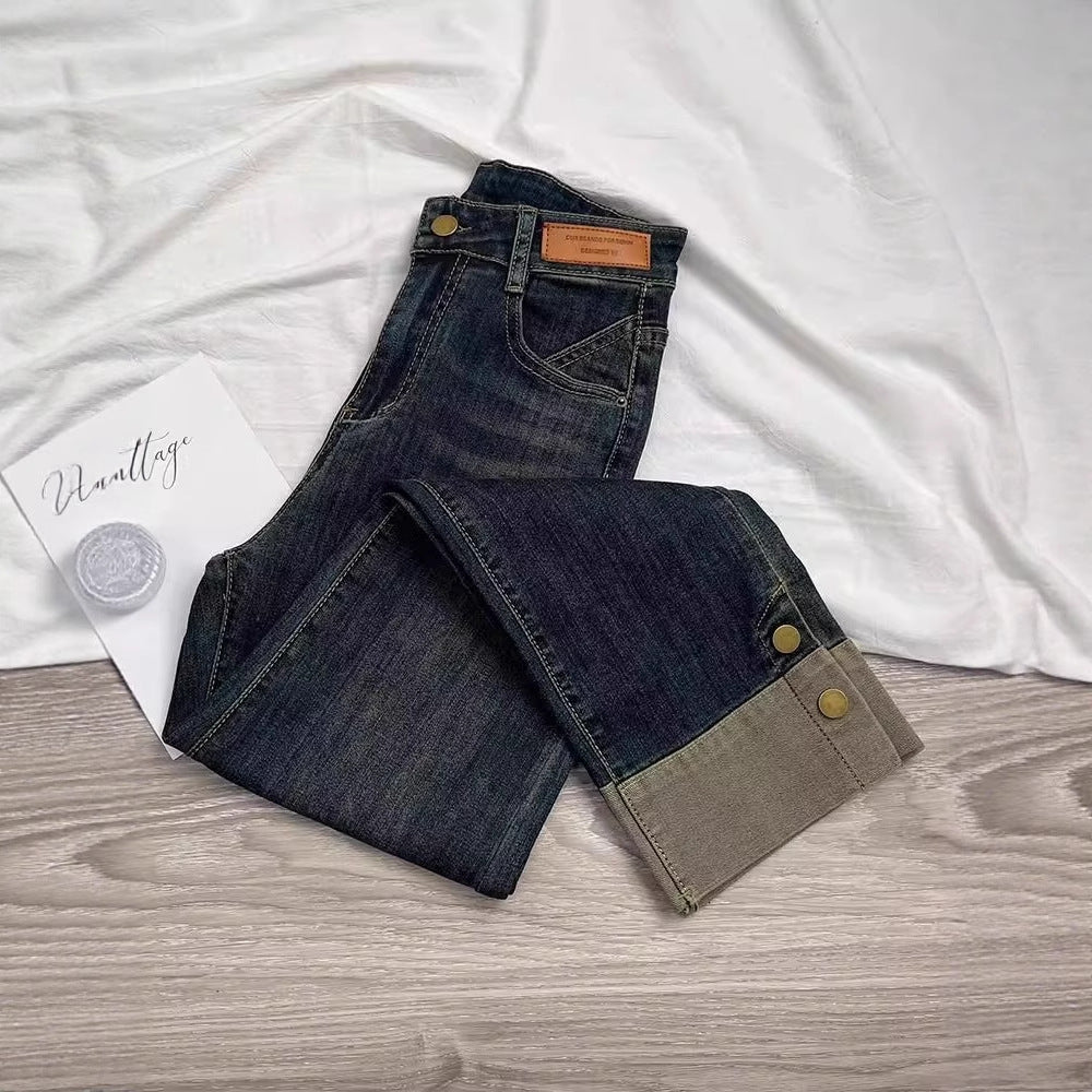 Womens Stacked Cropped Straight Jeans
