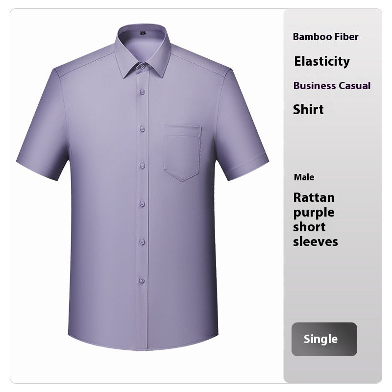 Bamboo Fiber White Shirt Men's Professional Short Sleeve