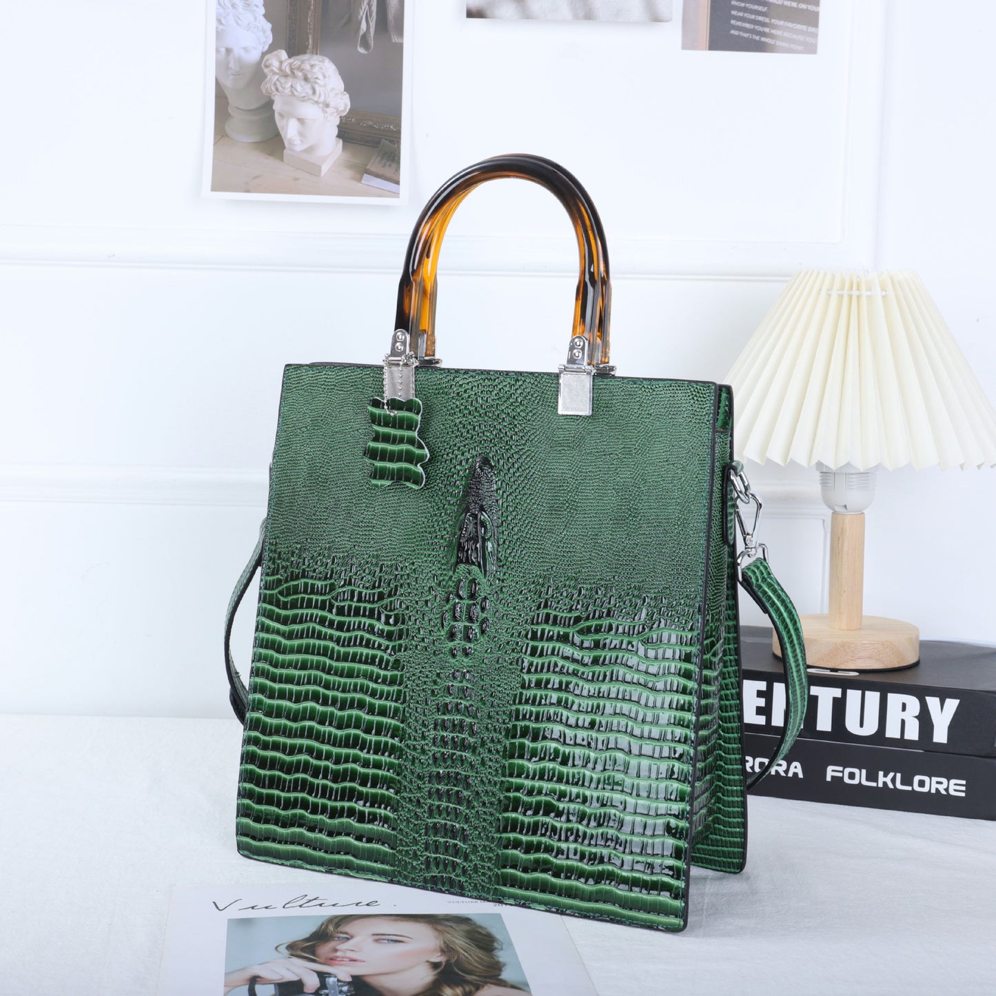 Lizard Patterned Genuine Leather Women's Handbag
