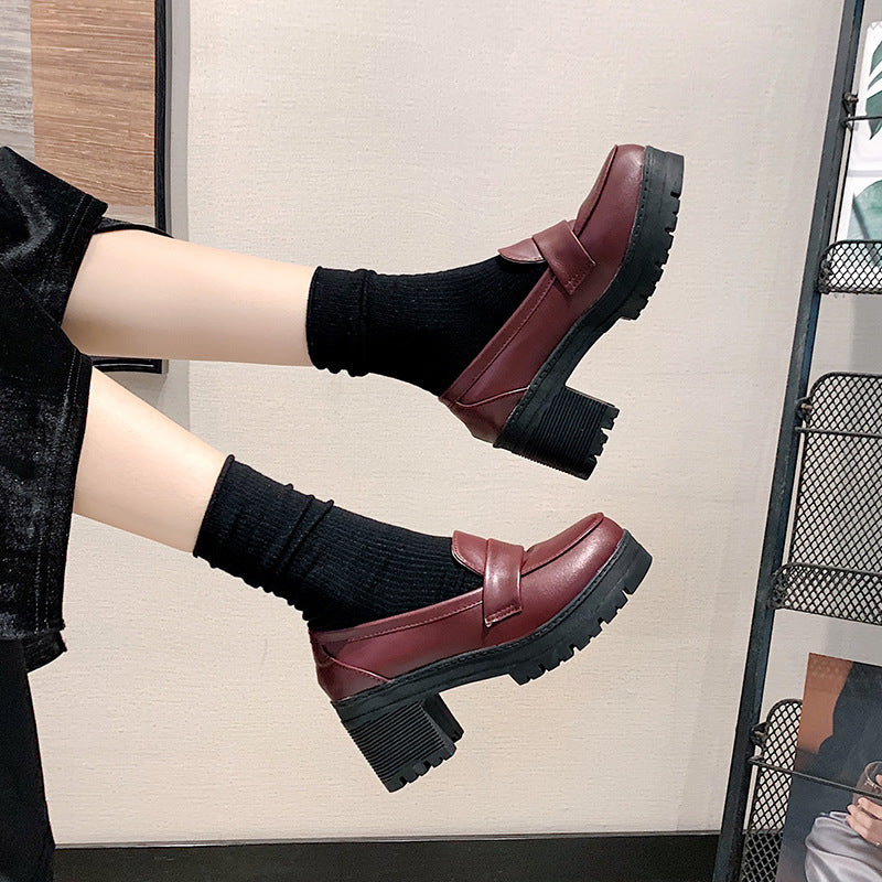 Spring And Autumn New Wild Thick Bottom Thick Heel