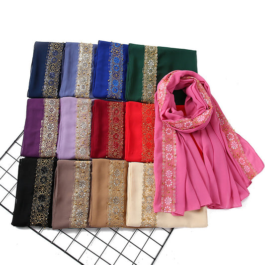 Fashion New Women's Pearl Lace Headscarf