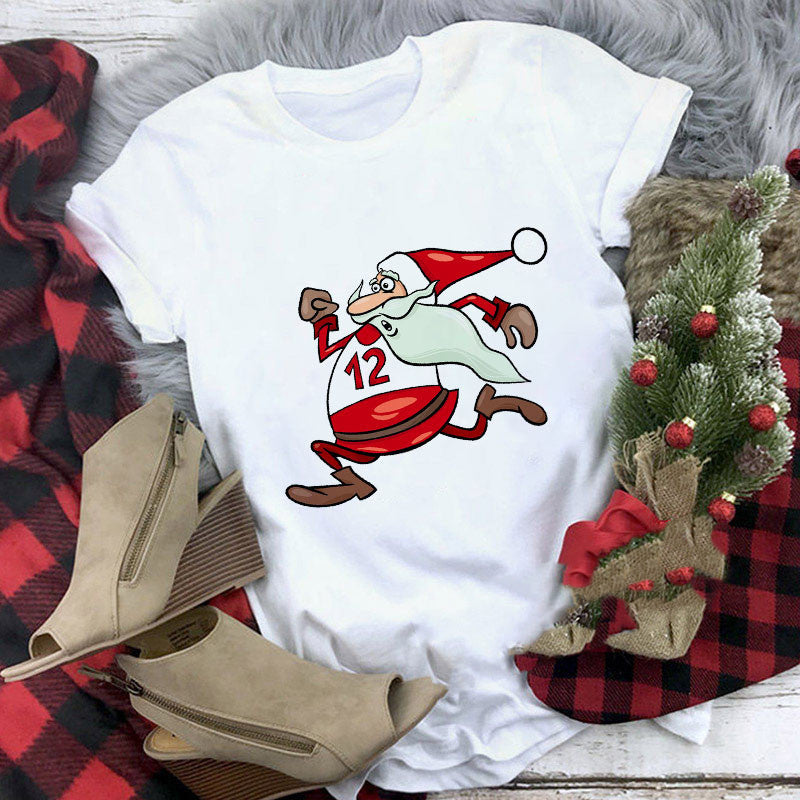 Christmas T-shirt Women's Summer Plus Size With Short Sleeves