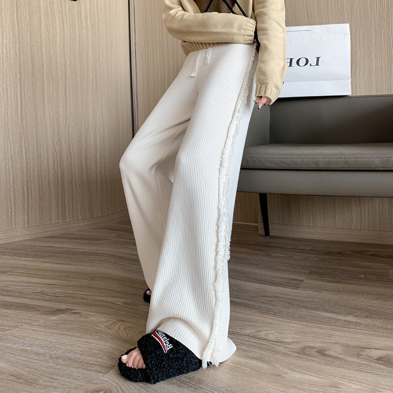 Women's Side Tassel Knitted Wide-leg Pants