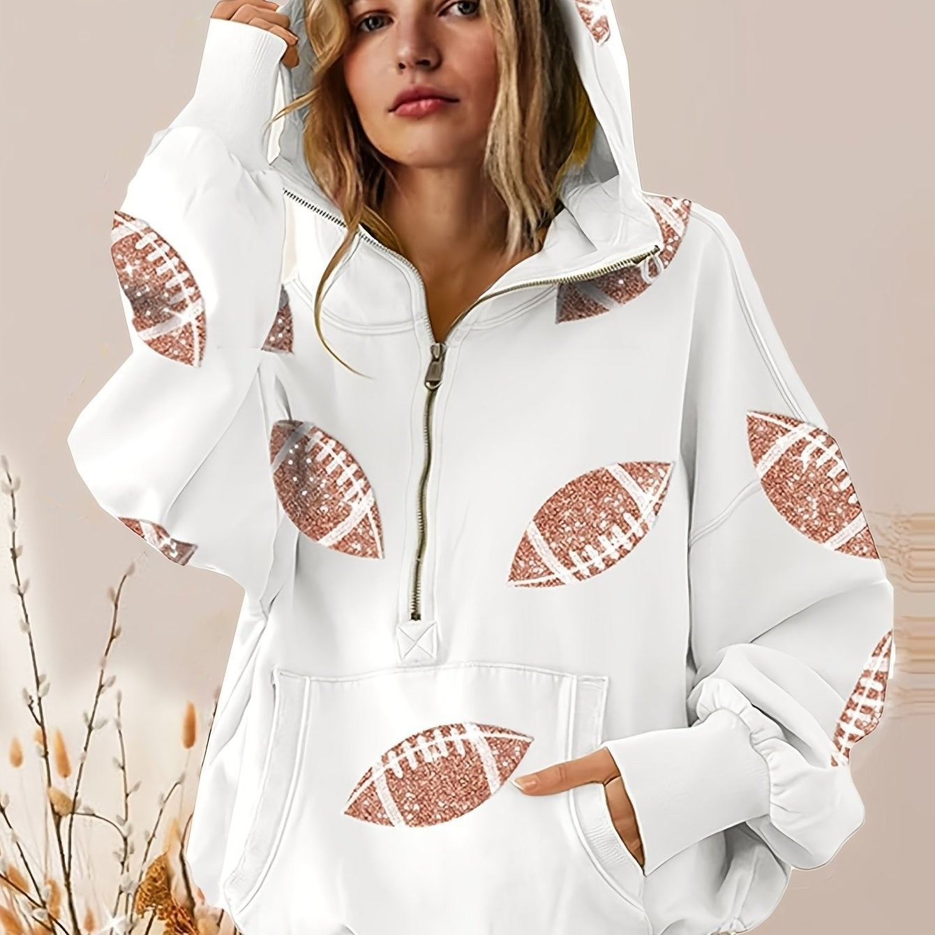 Sweater Damebeklædning Lynlås Snøre Lange Ærmer